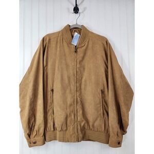 NEW Outline Men Sueded Bomber Jacket Tan Camel Water Resistant Full Zip Outdoor